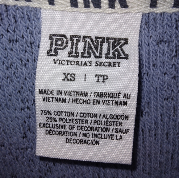 [SOLD] PINK Victoria's Secret Mock Neck Stadium Sweater in Blue - Picture 5 of 10